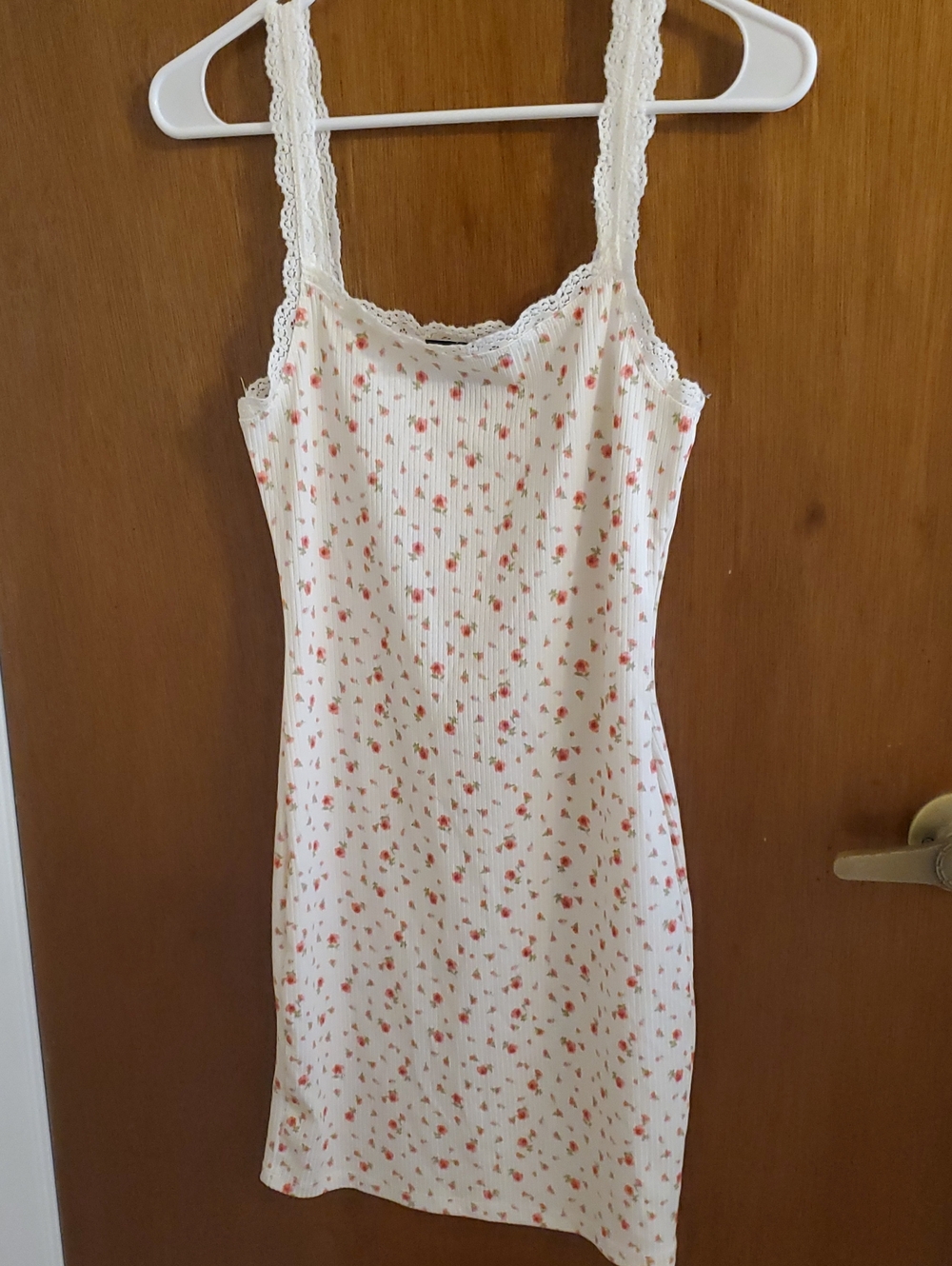 Forever 21 Cream Slip Dress with Pink Floral Print